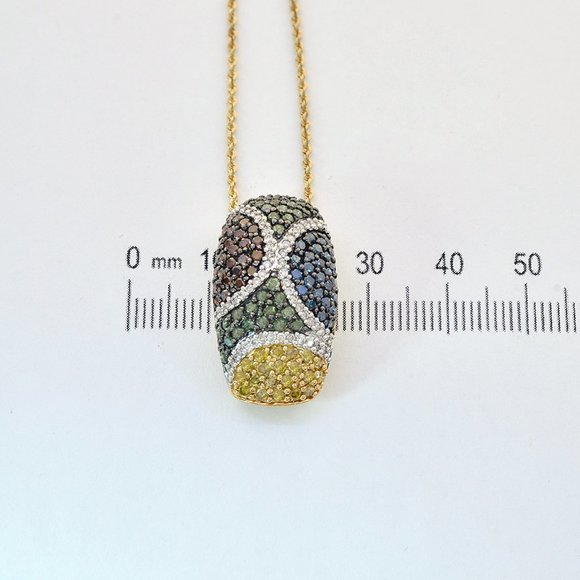 1.50 Ct.tw Multi-Color Diamond Pendant 14K Yellow Gold - Picture 4 of 5